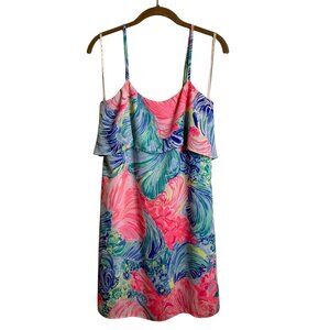 Lilly Pulitzer Lexi "Multi Beach Please" Sleeveless Ruffle Mini Slip Dress - S